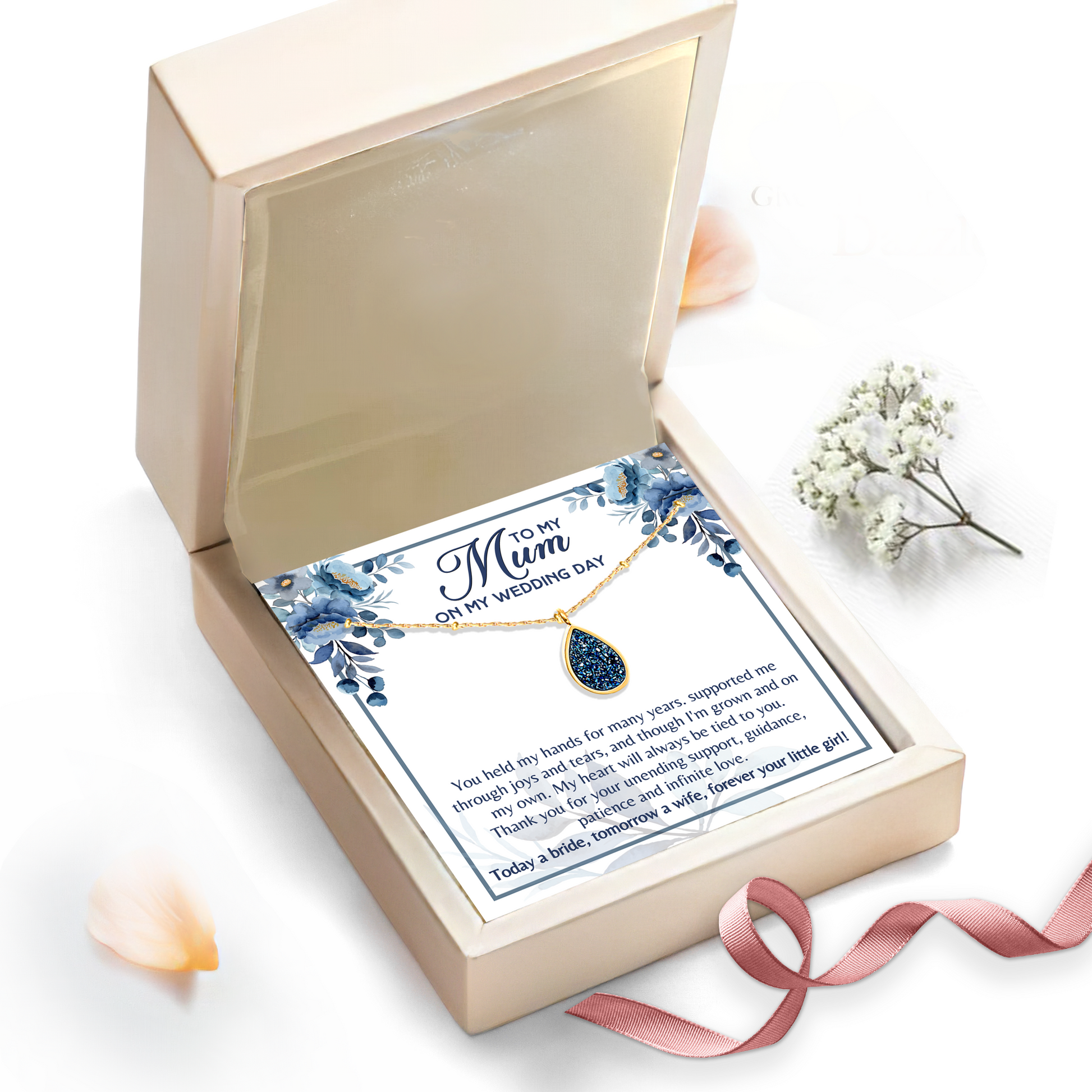 Water Drop Necklace Gift for Mum from Son-Daughter, Mother's Day