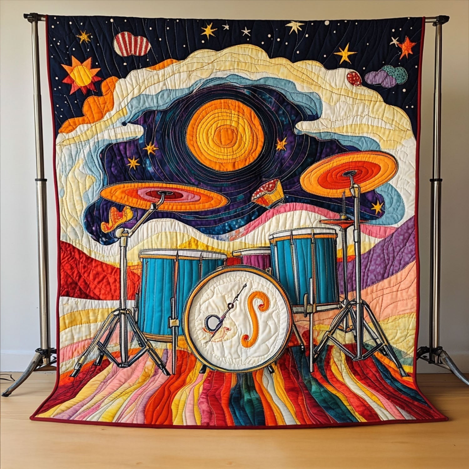 Abstract Rhythm Quilted Blanket Sofa Couch Throw Blanket Best Christmas Gifts For Drummers - Marykun