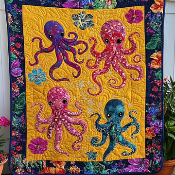 Abyss Inkling Quilted Blanket Christmas Throw Blanket Cool Octopus Gifts - Marykun