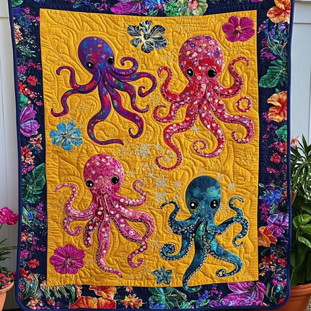 Abyss Inkling Quilted Blanket Christmas Throw Blanket Cool Octopus Gifts - Marykun