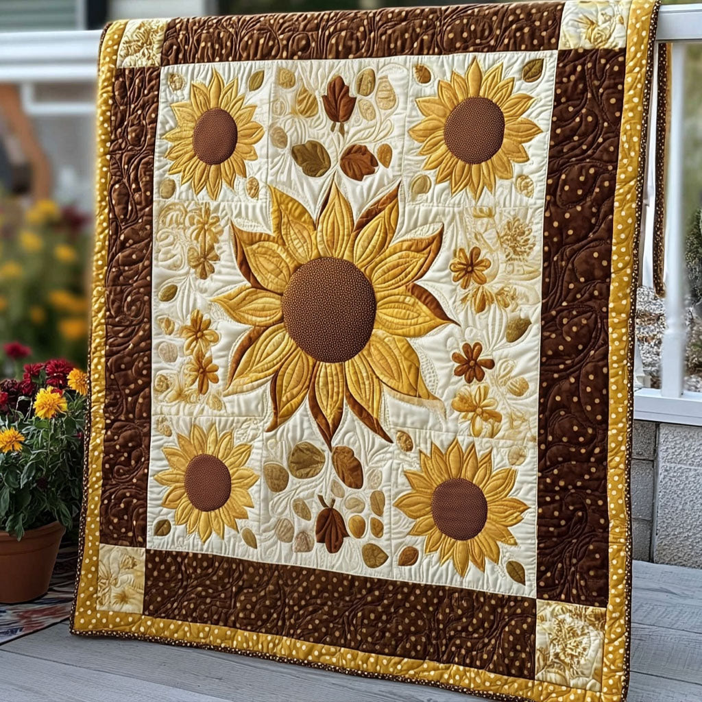 Amber Bloom Quilted Blanket Bedroom Decor Christmas Sunflower Presents Merchandise - Marykun