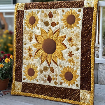 Amber Bloom Quilted Blanket Bedroom Decor Christmas Sunflower Presents Merchandise - Marykun