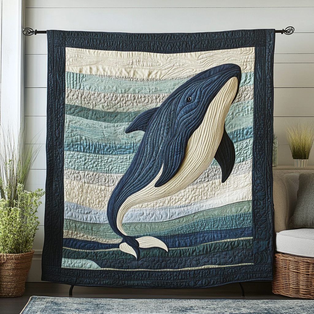 Aqua Drifter Quilted Blanket Best Throw Blanket Whale Themed Presents - Marykun