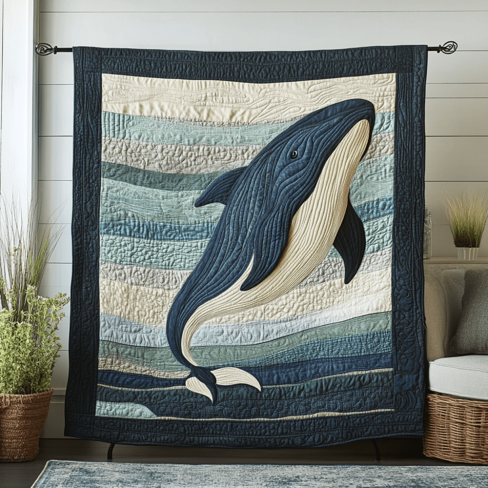 Aqua Drifter Quilted Blanket Best Throw Blanket Whale Themed Presents - Marykun