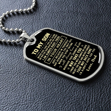 Son Dog Tag - To My Son I Am Always Right There In Your Heart B09VG74FLR