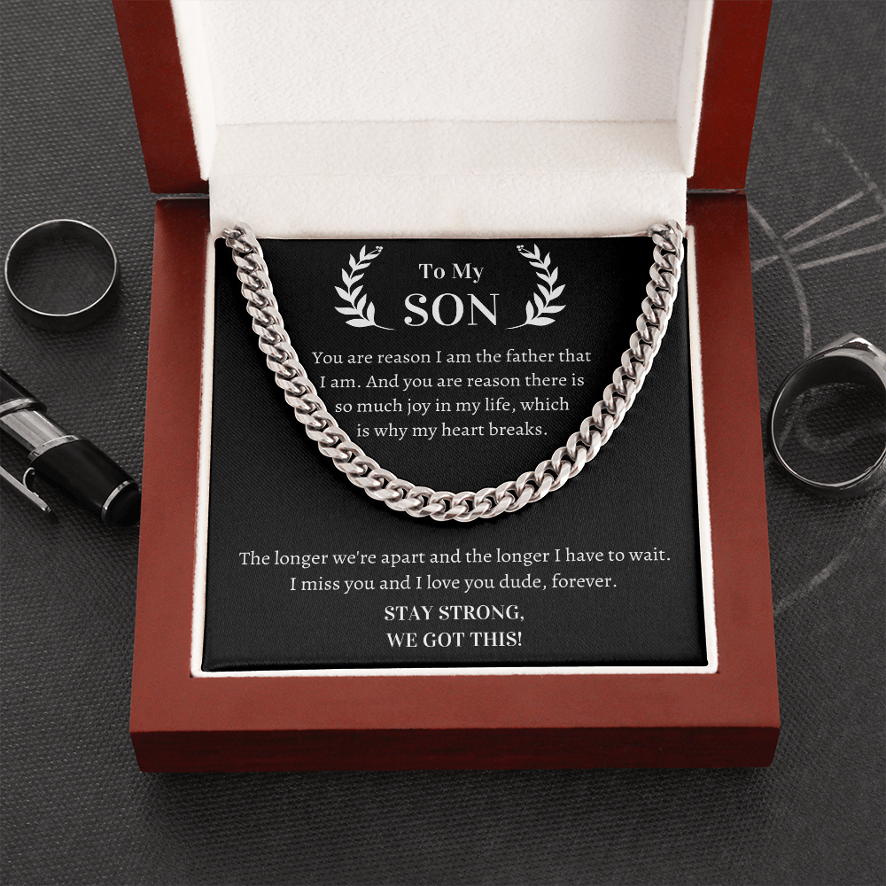 Gift Cuban Necklace for Son - I miss you and I love you dude, forever