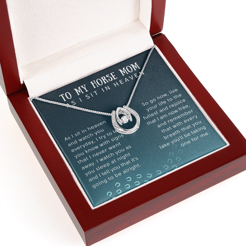 To My Horse Mom Lucky Horseshoes Necklace - Sympathy Gift for Horse Mom