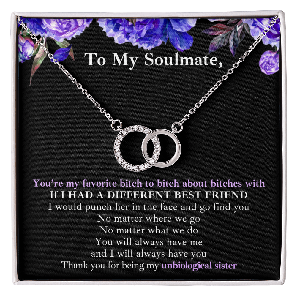 Gift for Bestie/Friend/Soulmate/Sister Necklace Pair Perfect 14K White Stainless Silver Birthday Graduation Message