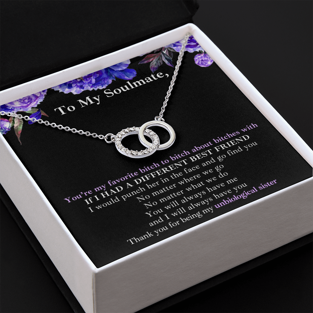 Gift for Bestie/Friend/Soulmate/Sister Necklace Pair Perfect 14K White Stainless Silver Birthday Graduation Message