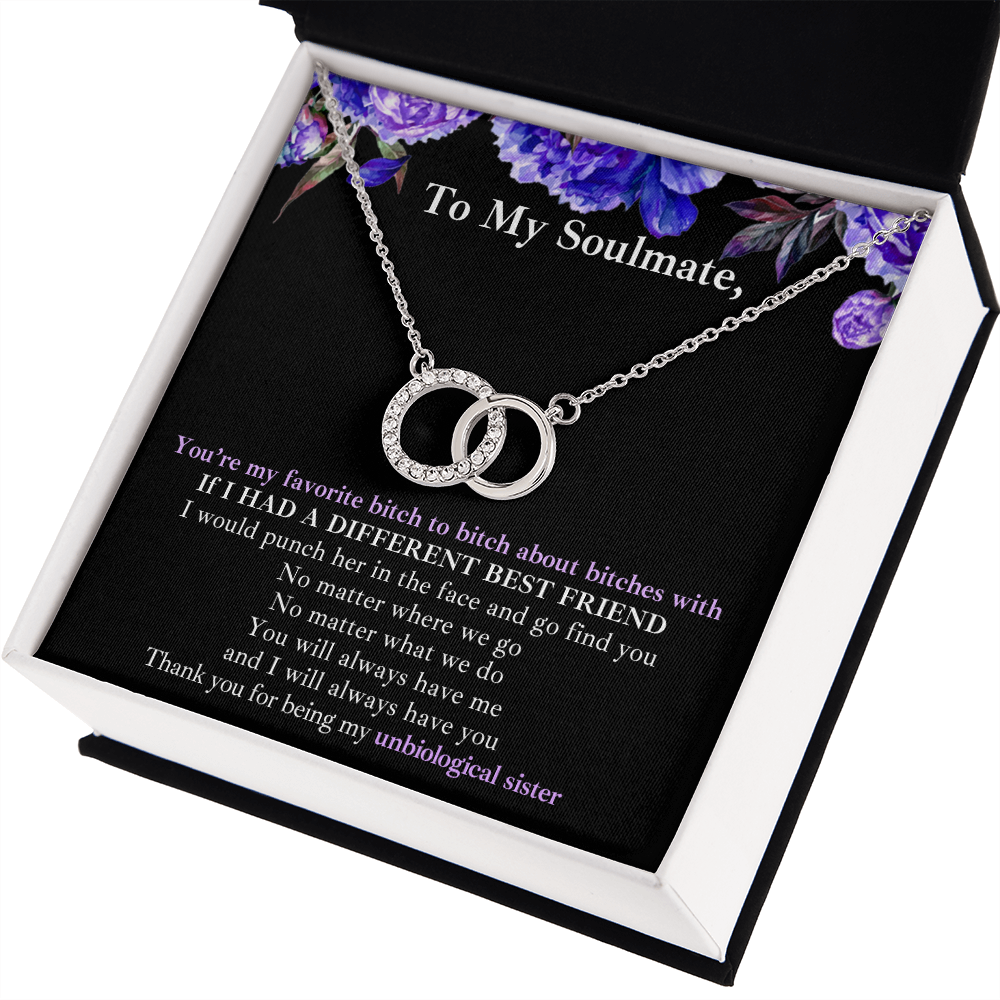 Gift for Bestie/Friend/Soulmate/Sister Necklace Pair Perfect 14K White Stainless Silver Birthday Graduation Message