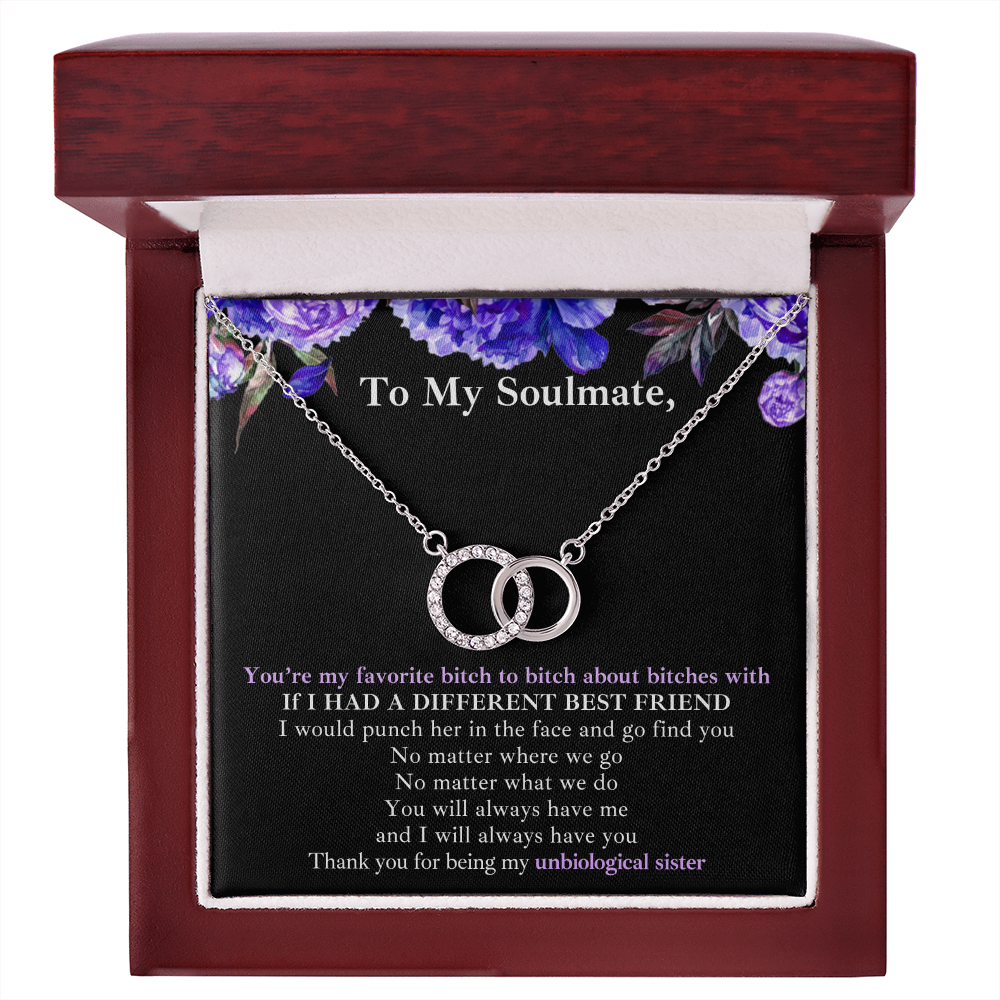 Gift for Bestie/Friend/Soulmate/Sister Necklace Pair Perfect 14K White Stainless Silver Birthday Graduation Message