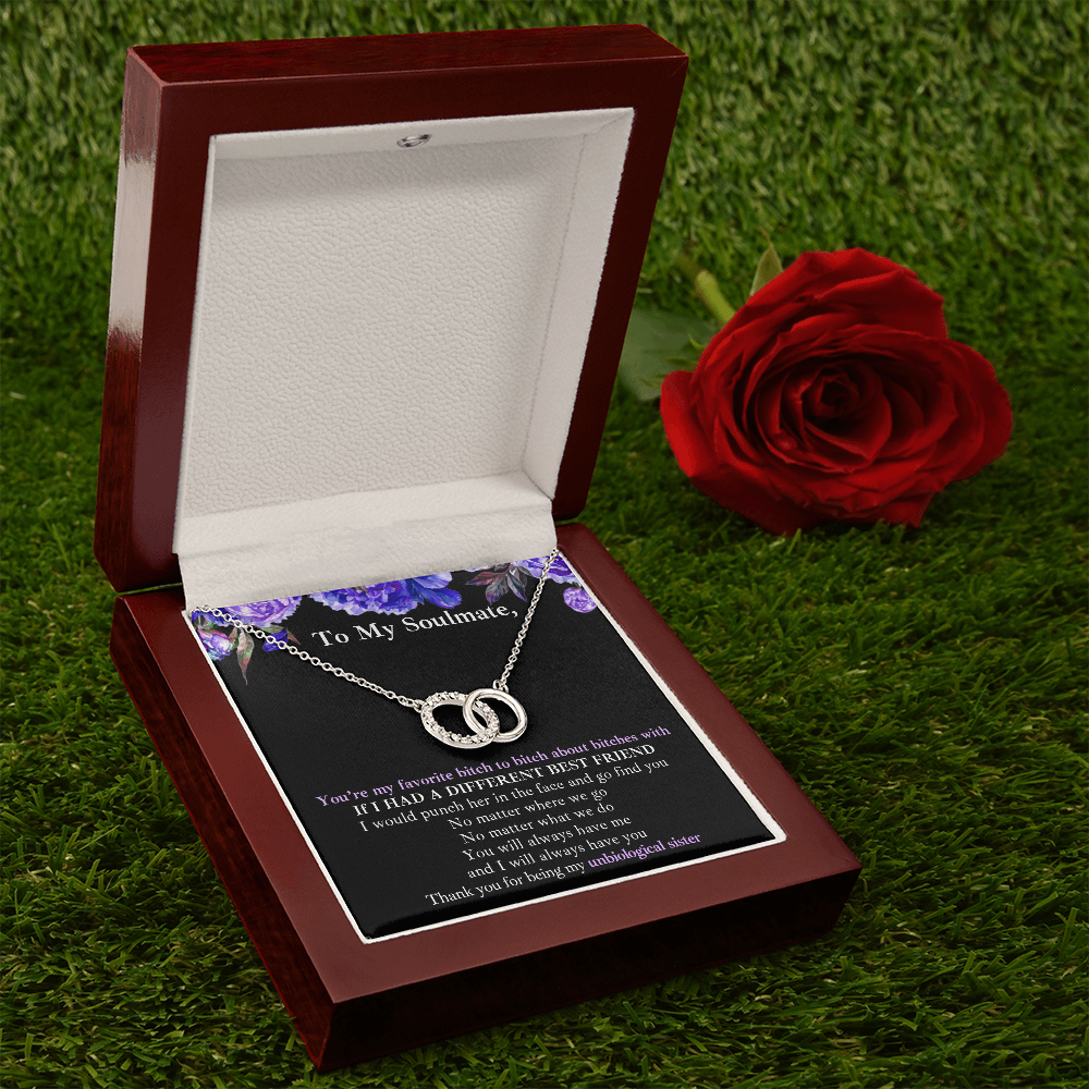 Gift for Bestie/Friend/Soulmate/Sister Necklace Pair Perfect 14K White Stainless Silver Birthday Graduation Message