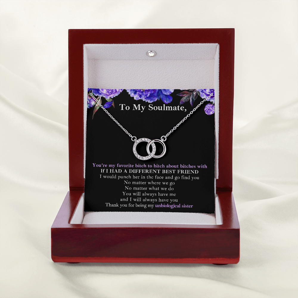 Gift for Bestie/Friend/Soulmate/Sister Necklace Pair Perfect 14K White Stainless Silver Birthday Graduation Message