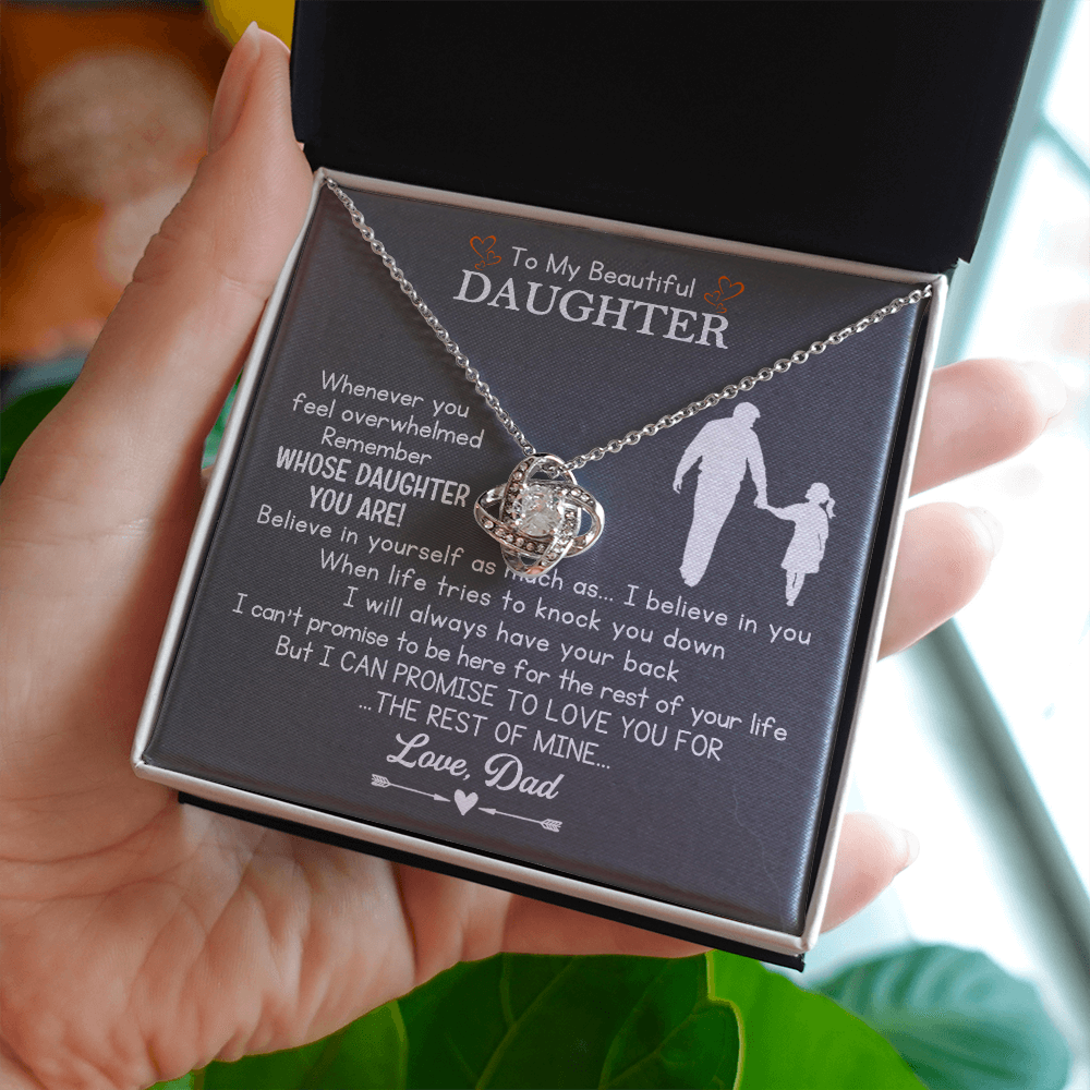 To My Beautiful Daughter Love Knot Necklace, Daughter Birthday Christmas Gift, Gift for Daughter from Dad