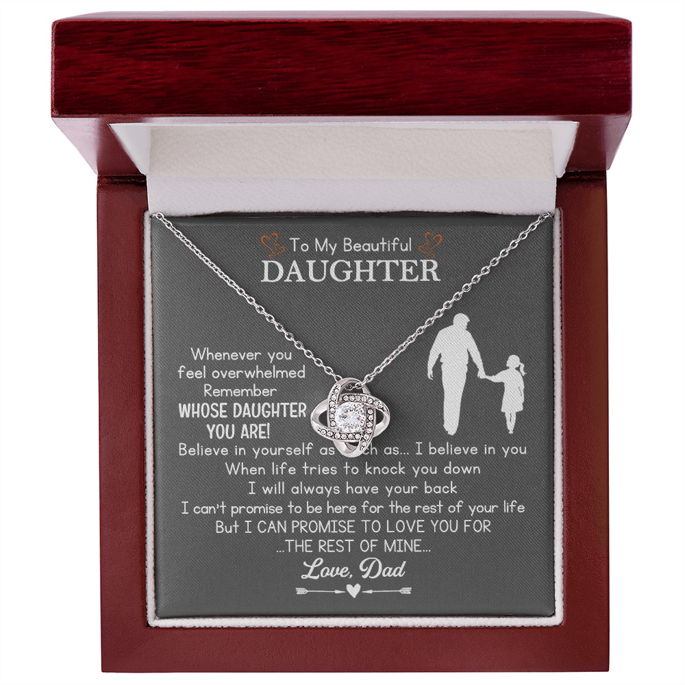 To My Beautiful Daughter Love Knot Necklace, Daughter Birthday Christmas Gift, Gift for Daughter from Dad