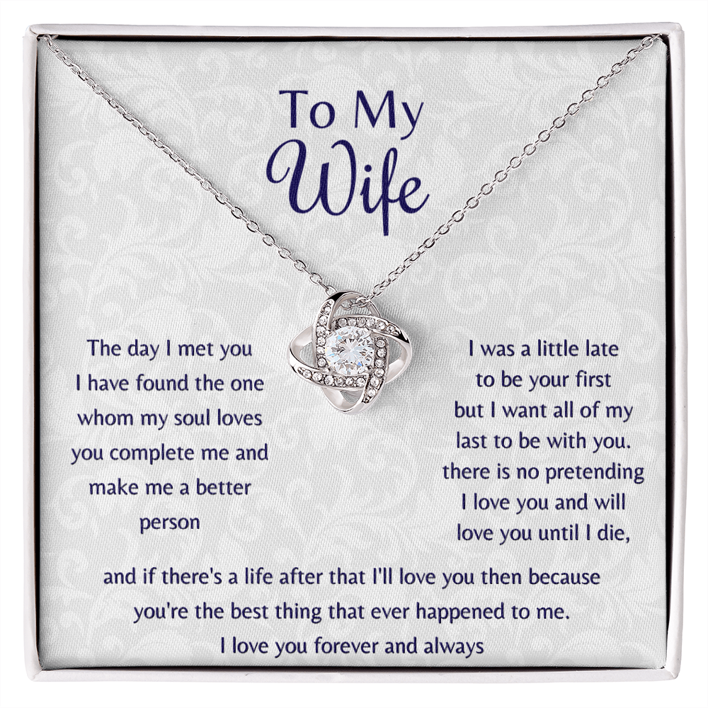To My Wife The Day I Met You Love Knot Necklace, Anniversary Gift For Wife, Wife Birthday Gift Jewelry