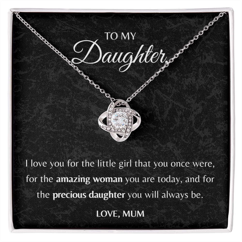 To my Daughter Love Knot Necklace, Daughter Gift from Mom