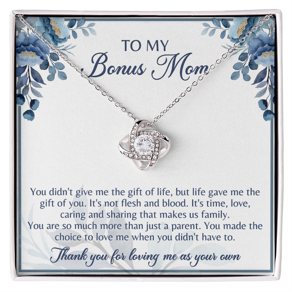 To My Bonus Mom Love Knot Necklace, Gift for Bonus Mom