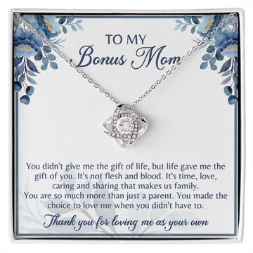 To My Bonus Mom Love Knot Necklace, Gift for Bonus Mom