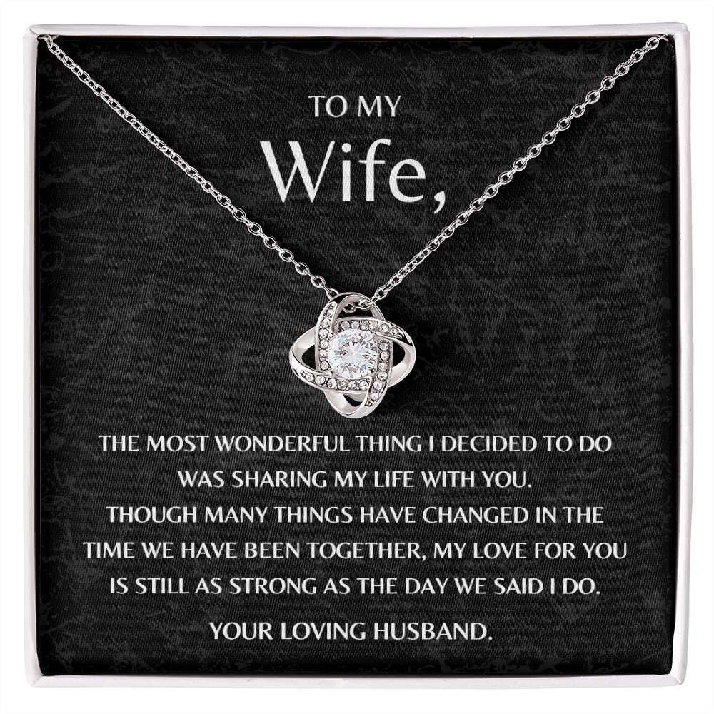 Gift for Wife from Husband Necklace 14K White Gold Love Knot Happy Anniversary Birthday Christmas Gift