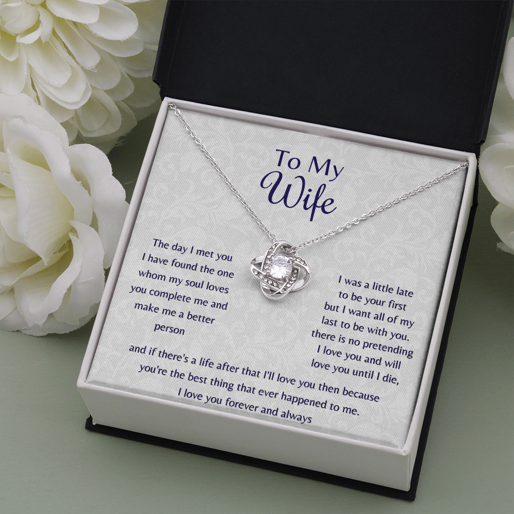 To My Wife The Day I Met You Love Knot Necklace, Anniversary Gift For Wife, Wife Birthday Gift Jewelry