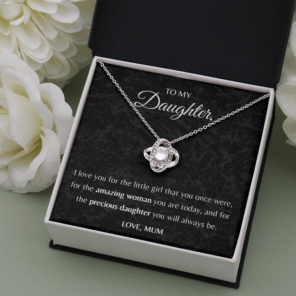 To my Daughter Love Knot Necklace, Daughter Gift from Mom