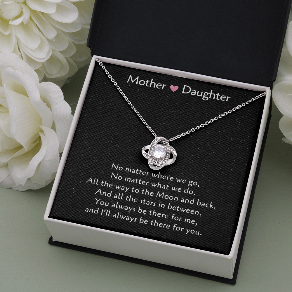 Mother & Daughter Love Knot Necklace, Gift For Daughter From Mom, Daughter Mother Necklace