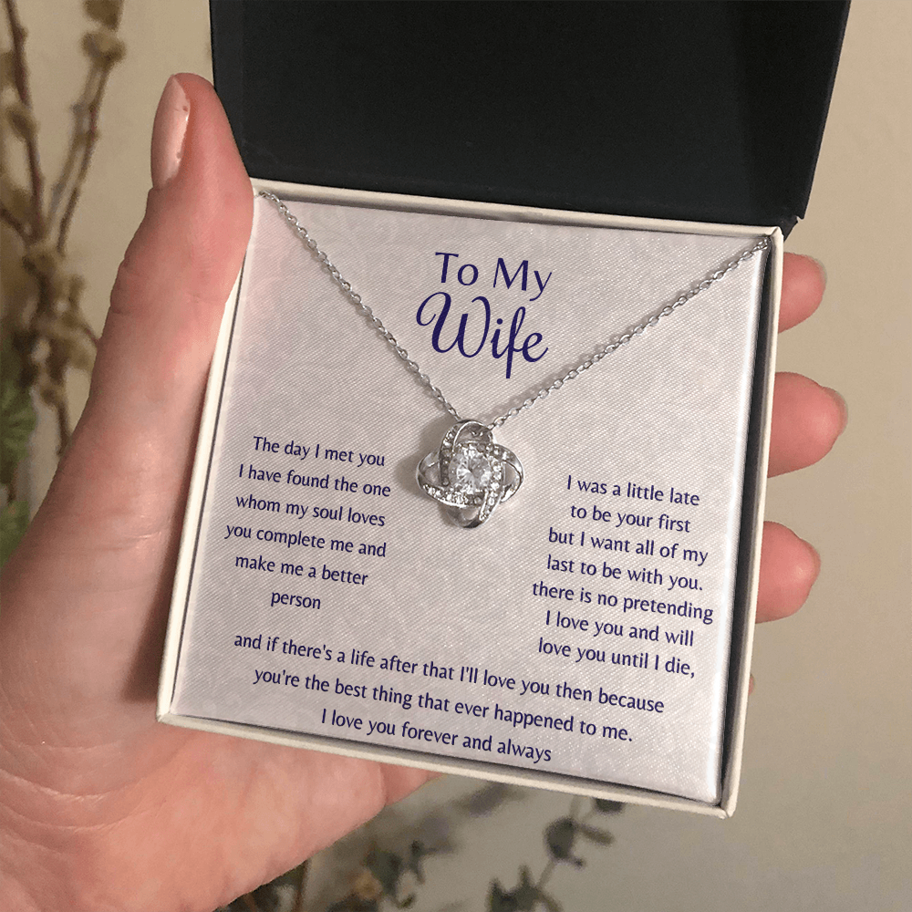 To My Wife The Day I Met You Love Knot Necklace, Anniversary Gift For Wife, Wife Birthday Gift Jewelry