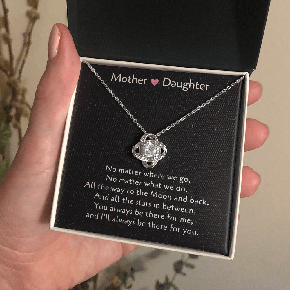 Mother & Daughter Love Knot Necklace, Gift For Daughter From Mom, Daughter Mother Necklace