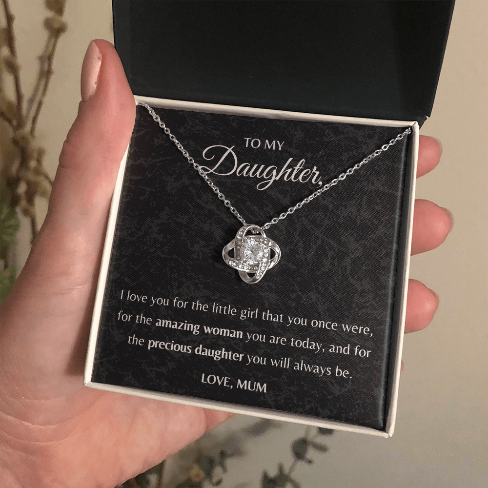 To my Daughter Love Knot Necklace, Daughter Gift from Mom