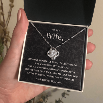 Gift for Wife from Husband Necklace 14K White Gold Love Knot Happy Anniversary Birthday Christmas Gift