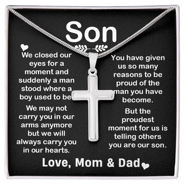 Cross Necklace Pendant Gift for Son from Mom & Dad B0B2F8TSNZ