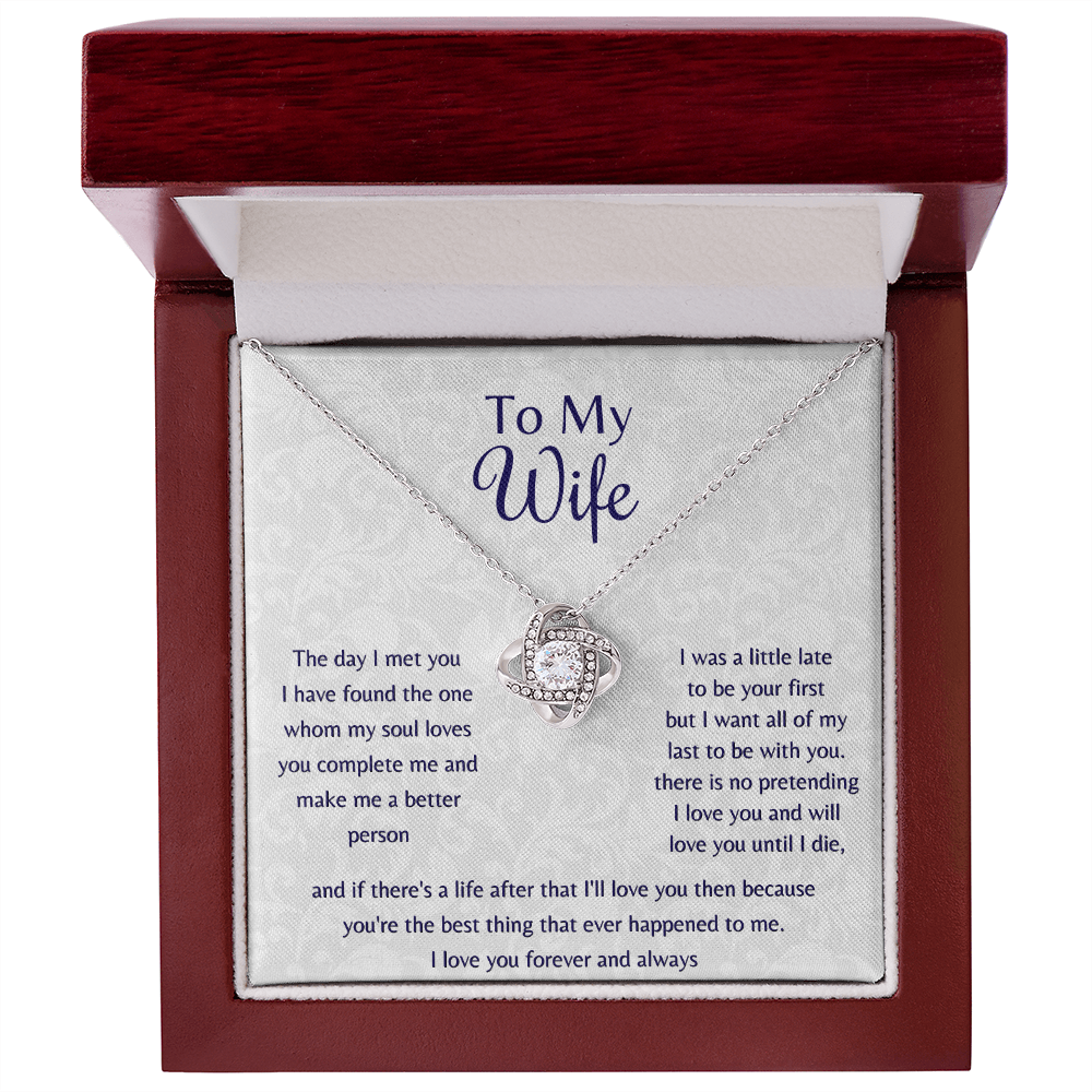 To My Wife The Day I Met You Love Knot Necklace, Anniversary Gift For Wife, Wife Birthday Gift Jewelry