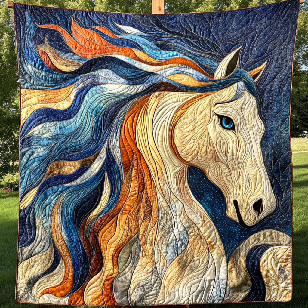 Autumn Blaze Quilted Blanket Nice Throw Blanket Horse Themed Gifts For Adults - Marykun