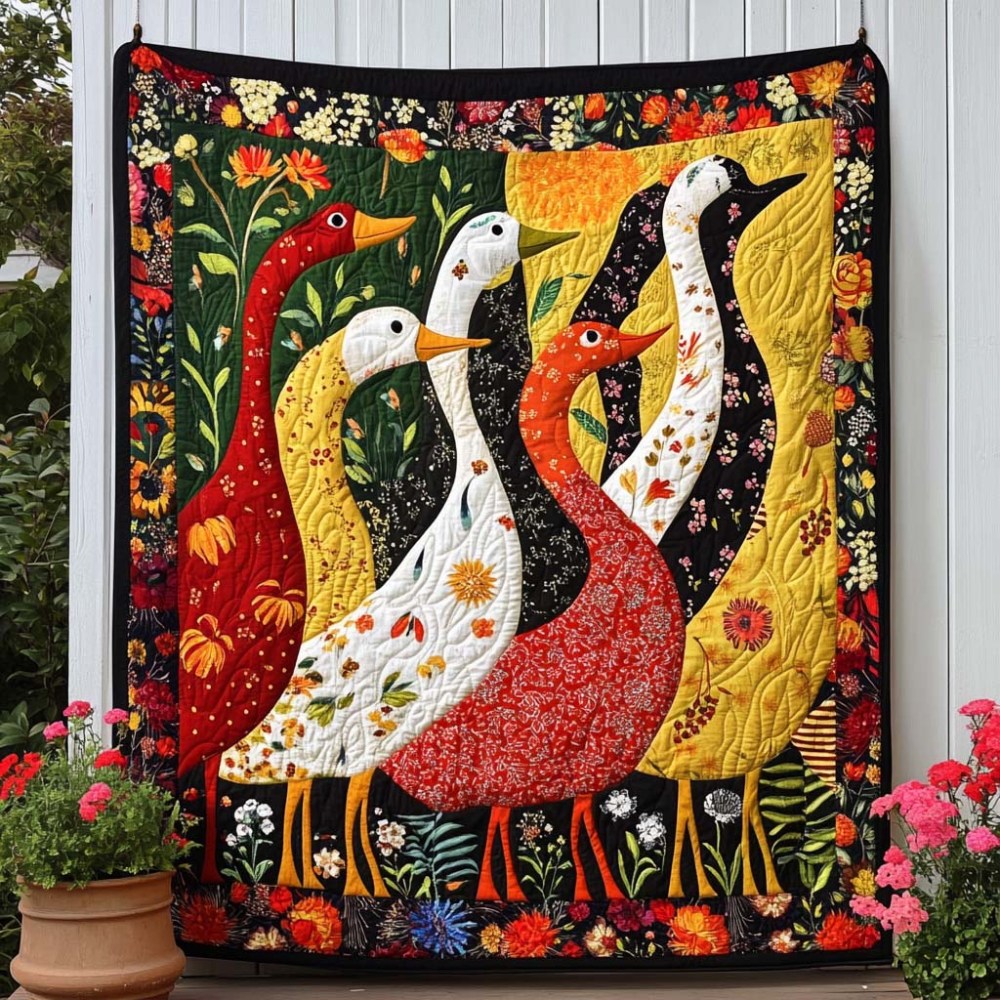 Autumn Duck Dance Quilted Blanket Best Throw Blanket Gift Ideas For Duck Lovers - Marykun