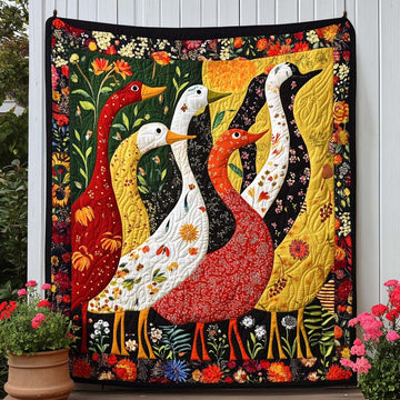 Autumn Duck Dance Quilted Blanket Best Throw Blanket Gift Ideas For Duck Lovers - Marykun