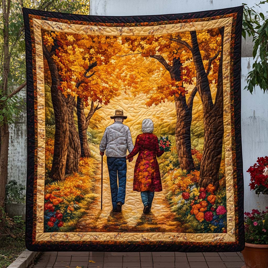 Autumn Love Quilted Blanket Cute Cozy Blankets Christmas Gifts For Couples - Marykun