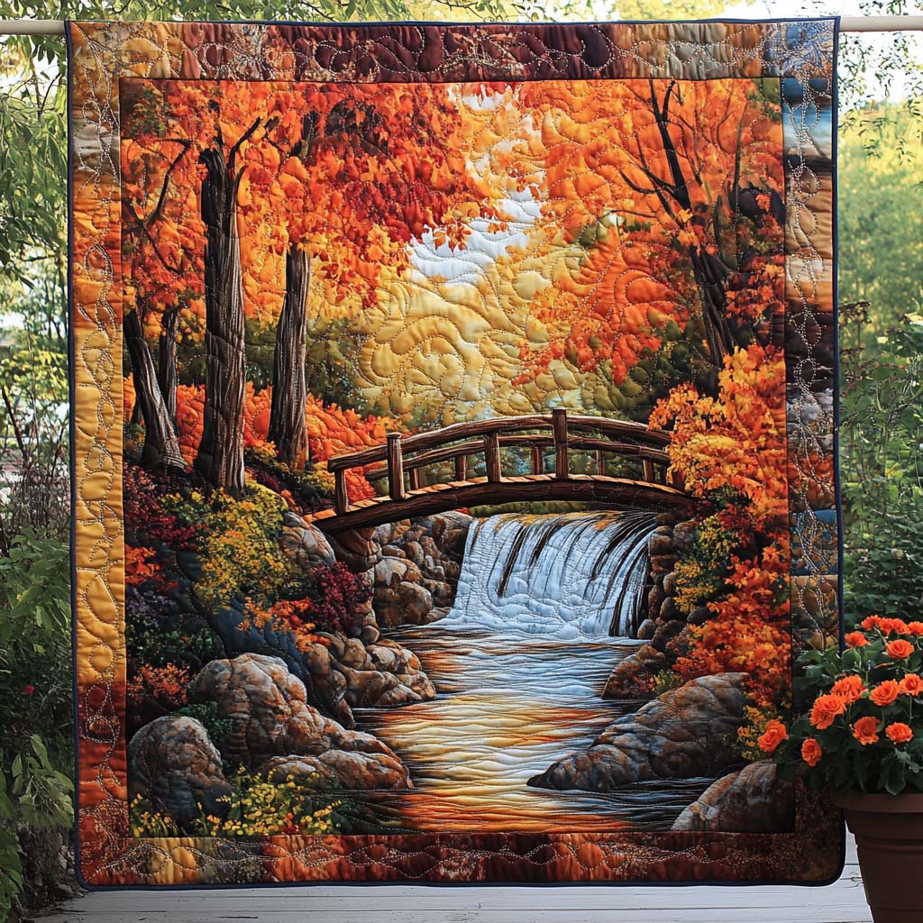 Autumn Maple Path Quilted Blanket Autumn Throw Blanket Great Family Gifts For Christmas - Marykun