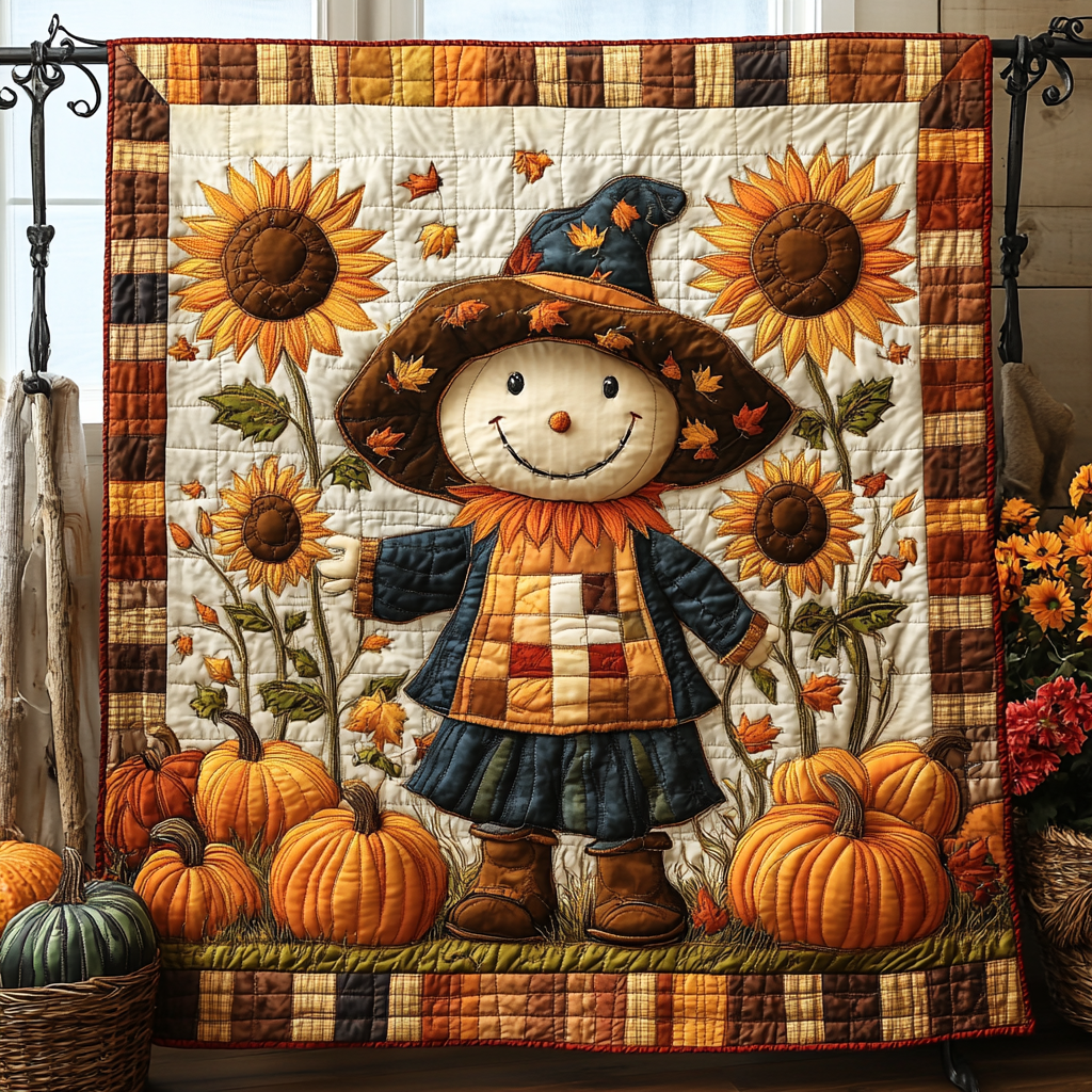 Autumn Scarecrow Quilted Blanket Autumn Throw Blanket Gifts With Skulls On Them - Marykun