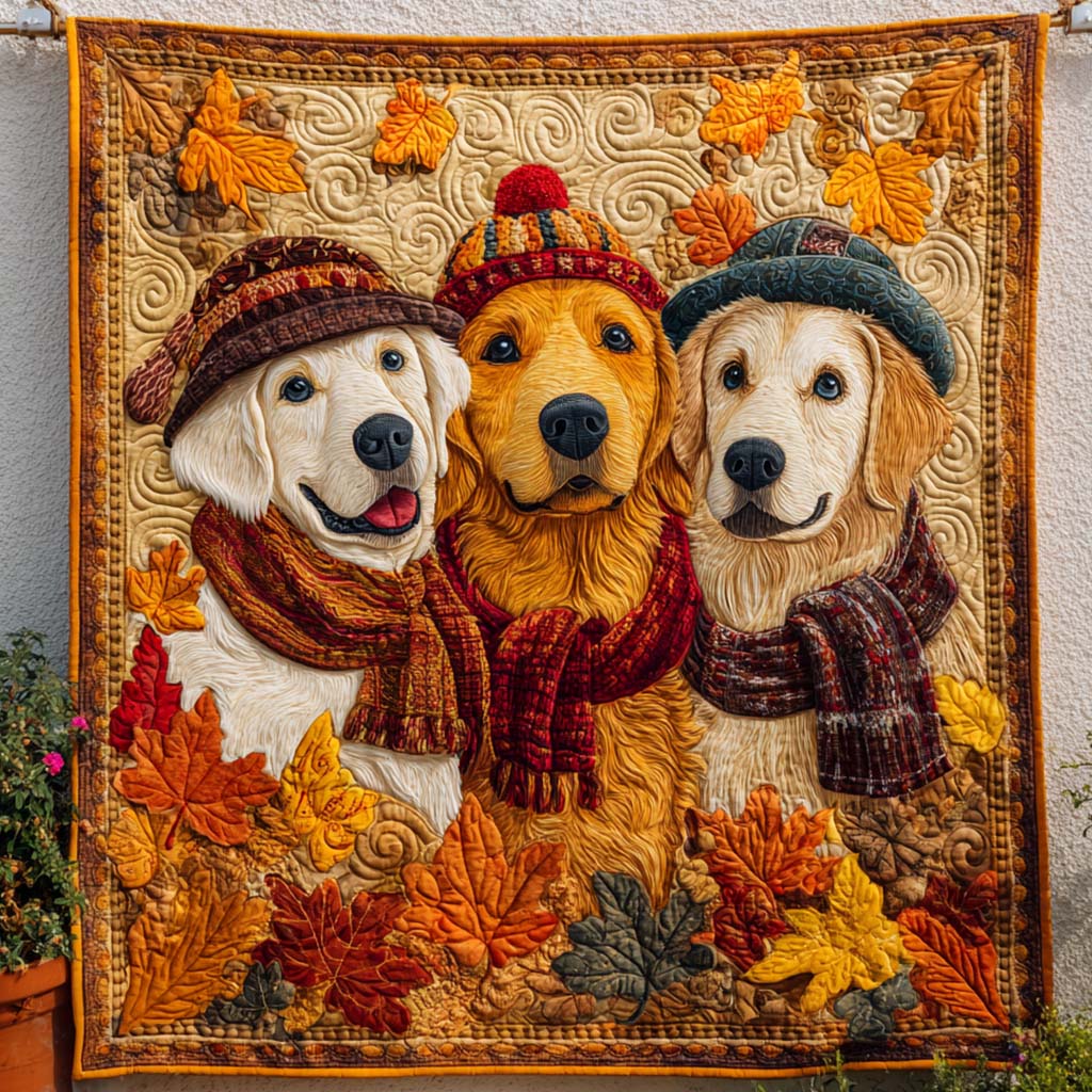 Autumn Trio Quilted Blanket Cute Fall Blankets Chicken Related Gift Items - Marykun