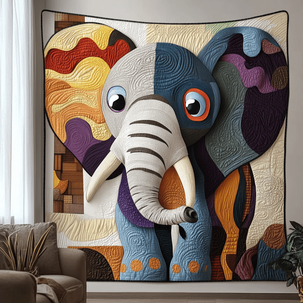 Baby Tusk Quilted Blanket Cool Throw Blanket Great Elephant Themed Gifts - Marykun