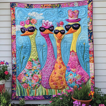 Backyard Ducklings Quilted Blanket Xmas Holiday Cute Duck Gifts - Marykun