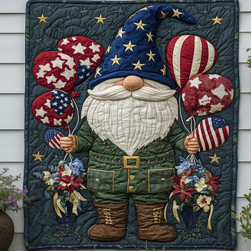 Balloon Parade Gnome Quilted Blanket Home Bedding Decor Patriotic Gifts For Women - Marykun