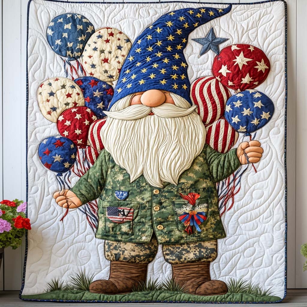 Balloon Salute Quilted Blanket Holiday Throw Blanket Best Patriotic Gifts - Marykun