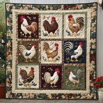 Barnyard Bravado Quilted Blanket Cute Throw Blanket Gifts For People Who Raise Chickens - Marykun