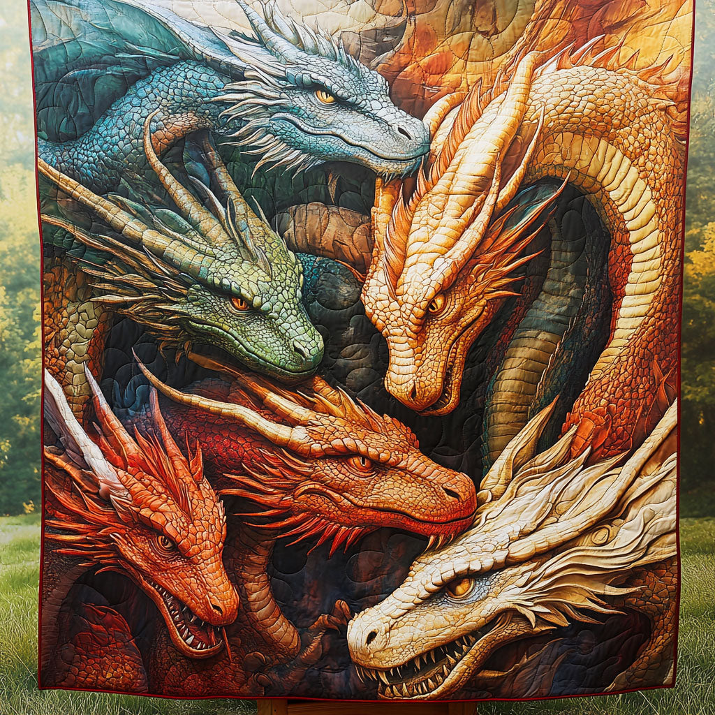 Battle of the Fates Quilted Blanket Christmas Holiday Dragon Themed Presents - Marykun