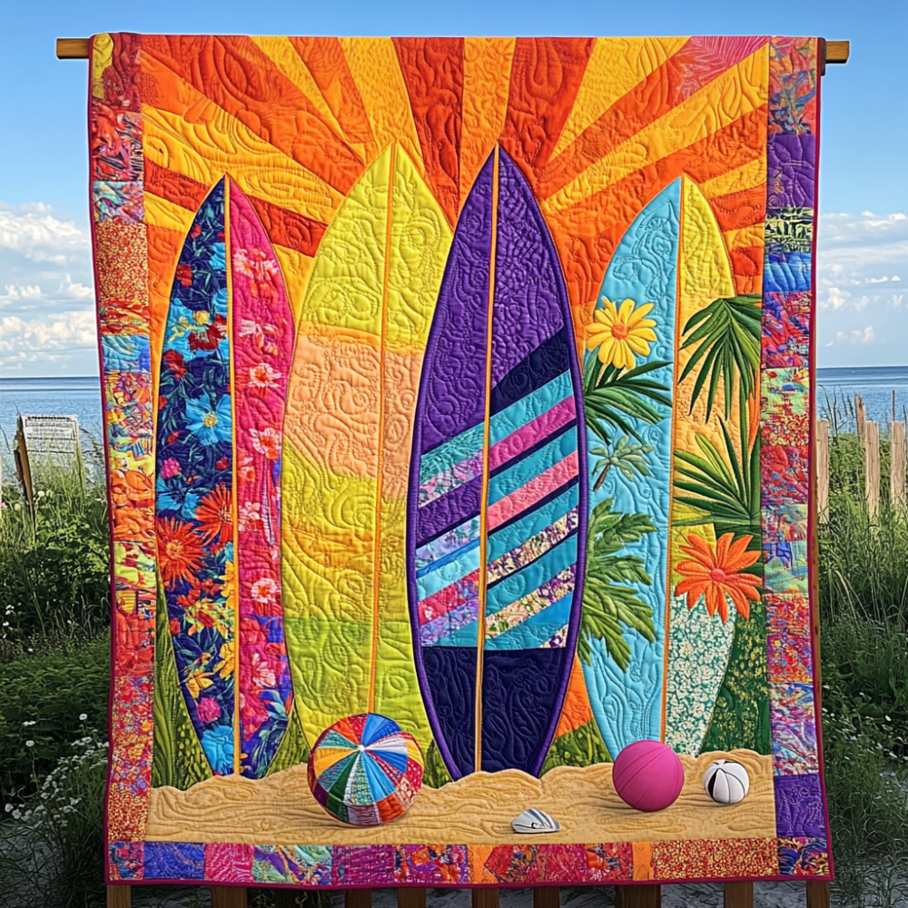 Beach Glow Quilt Quilted Blanket Bed Christmas Decor Native American Presents For Her - Marykun