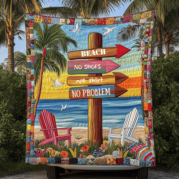 Beach No Problem Quilted Blanket Christmas Room Decor Ocean Themed Gift Ideas - Marykun