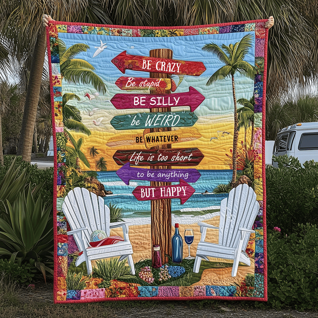 Beach State of Mind Quilted Blanket Best Throw Blanket Unique Gifts For Ocean Lovers - Marykun