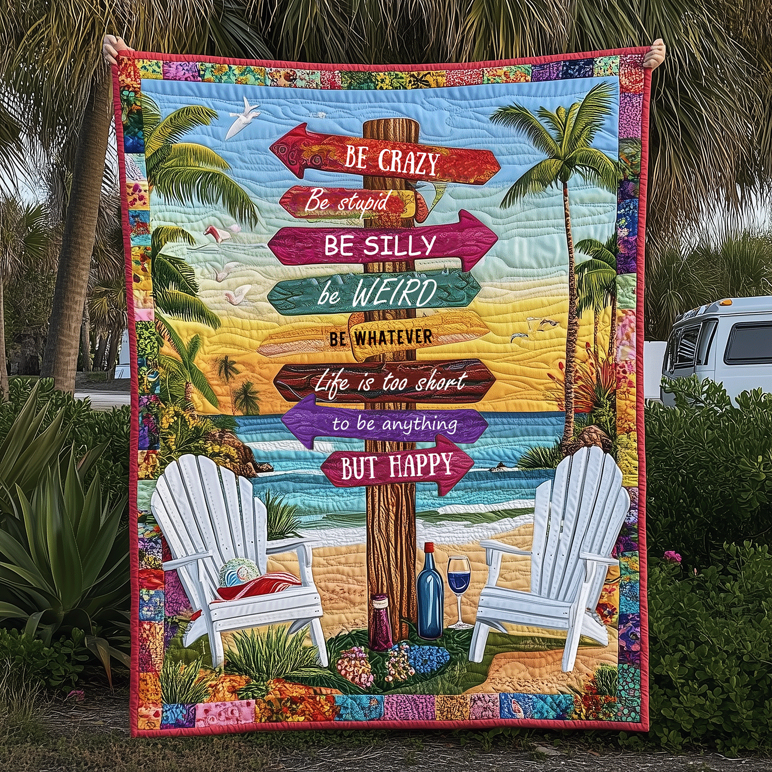 Beach State of Mind Quilted Blanket Best Throw Blanket Unique Gifts For Ocean Lovers - Marykun